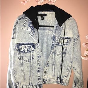 Acid Wash Jean Jacket with Hood